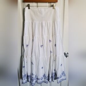 Lauren Ralph Lauren Black Label Embroidered Floral Sz 4 Maxi Skirt Boho Peasant